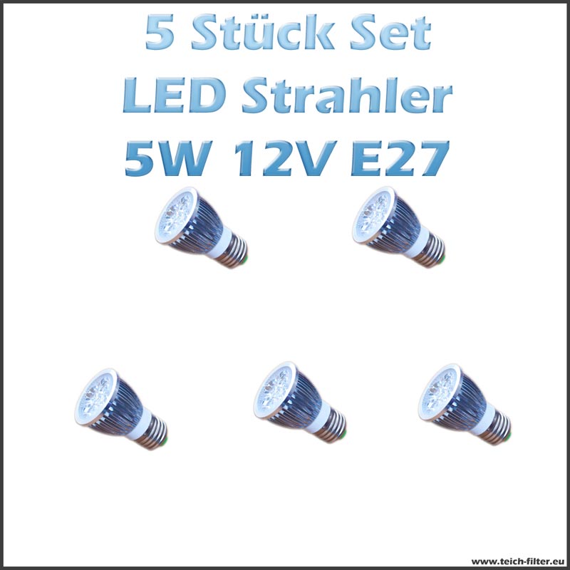 5 Stück Set LED Strahler Spots 5W 12V E27 (Warmweiss) für Solaranlage  günstig kaufen