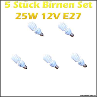 5 Stück Set 25W 12V Birnen mit E27 Fassung für Solaranlagen günstig kaufen