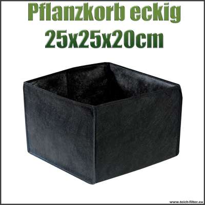 Pflanzkorb oder Pflanztasche eckig textil für Teichpflanzen mit 25 x 25 x 20 cm am Gartenteich