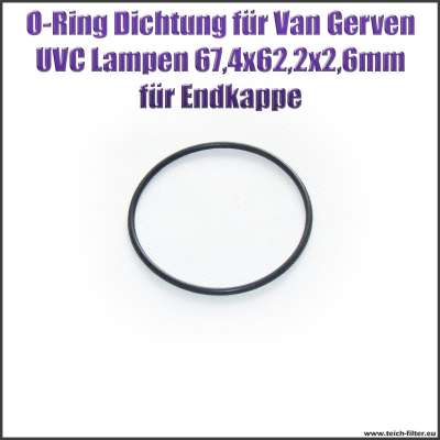 O-Ring Dichtung 67,4 x 62,2 x 2,6 mm für Endkappe an Van Gerven UVC Lampen Koi Professional