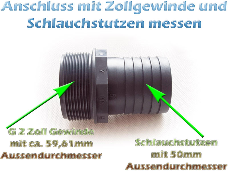 Zollgewinde und Schlauch richtig messen und bestimmen Teichfilter
